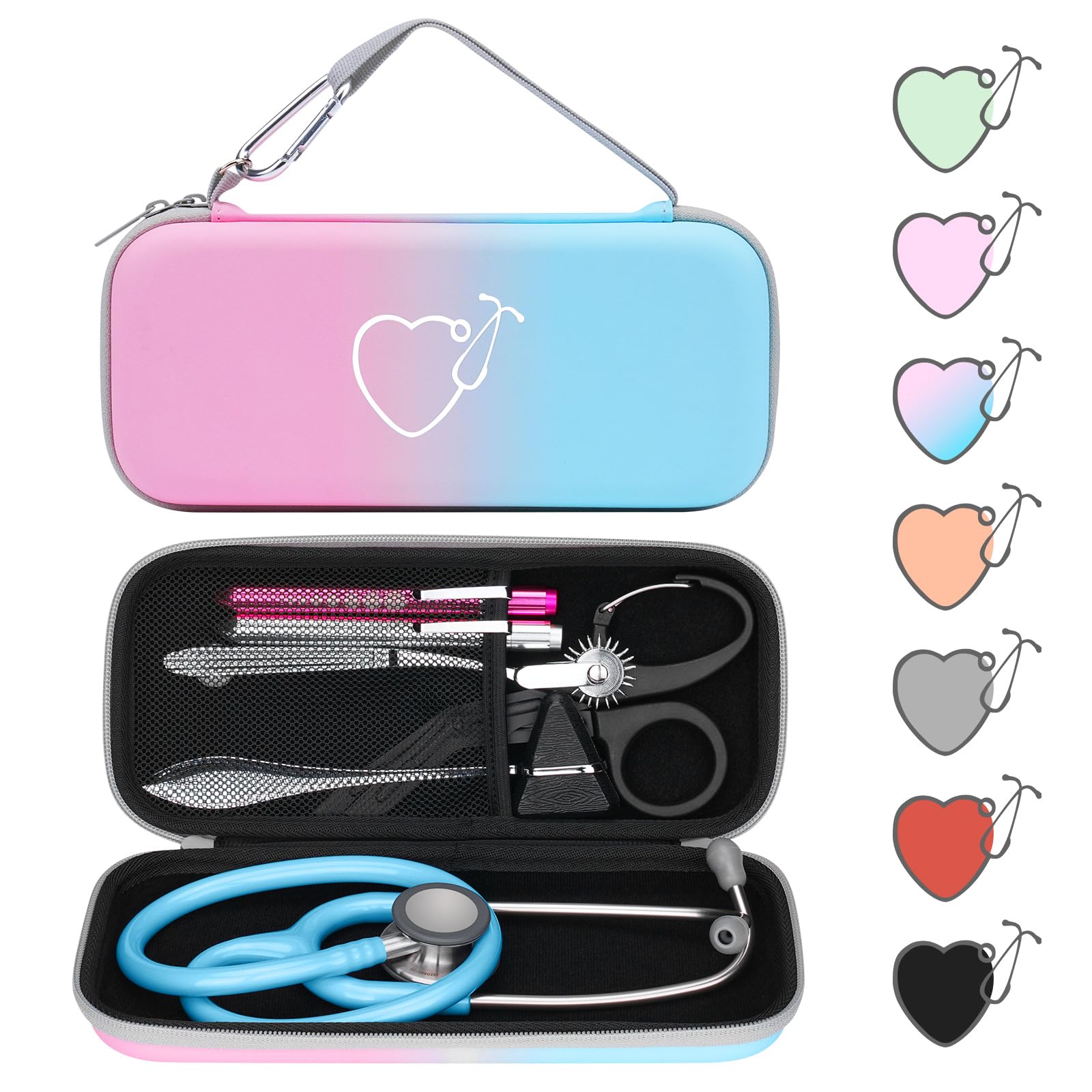 خرید از آمازون - کیسه گوشی پزشکی Yinke برای 5M littmann/MDF/ADC لوازم جانبی پرستار برای امدادگران اورژانس ضد ضربه کوچک و قابل حمل برای مسافرت متناسب با قیچی پزشکی قلم چکشی بازتابی بهینه سازی گرادیان رنگ نور