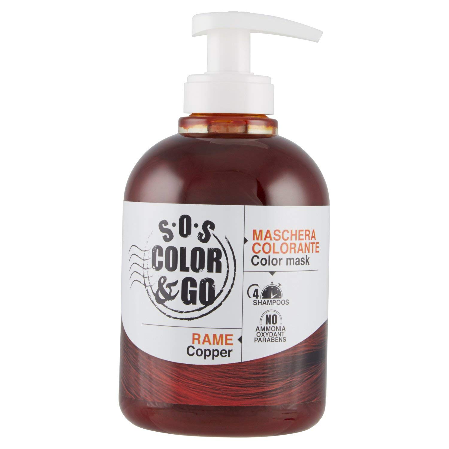 خرید از آمازون - S.O.S COLOR & GO Maschera Colorante Riflesssante e Ravvivante, Rame, 300 Millilitri