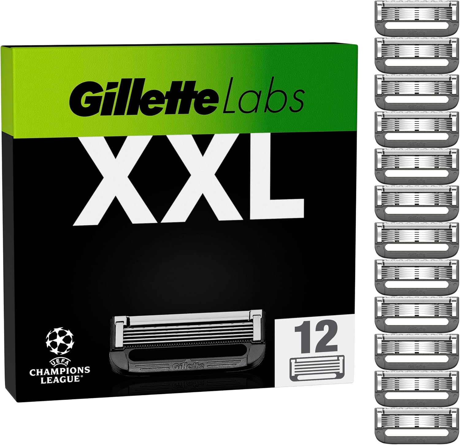 تیغ یدک 12 عددی ژیلت آمریکا مدل لبز برای مردان Gillette Labs Rasierklingen تیغ 12 عددی جایگزین، سازگار با تمام تیغ های ژیلت لبز (از جمله ریش تراش گرم)
