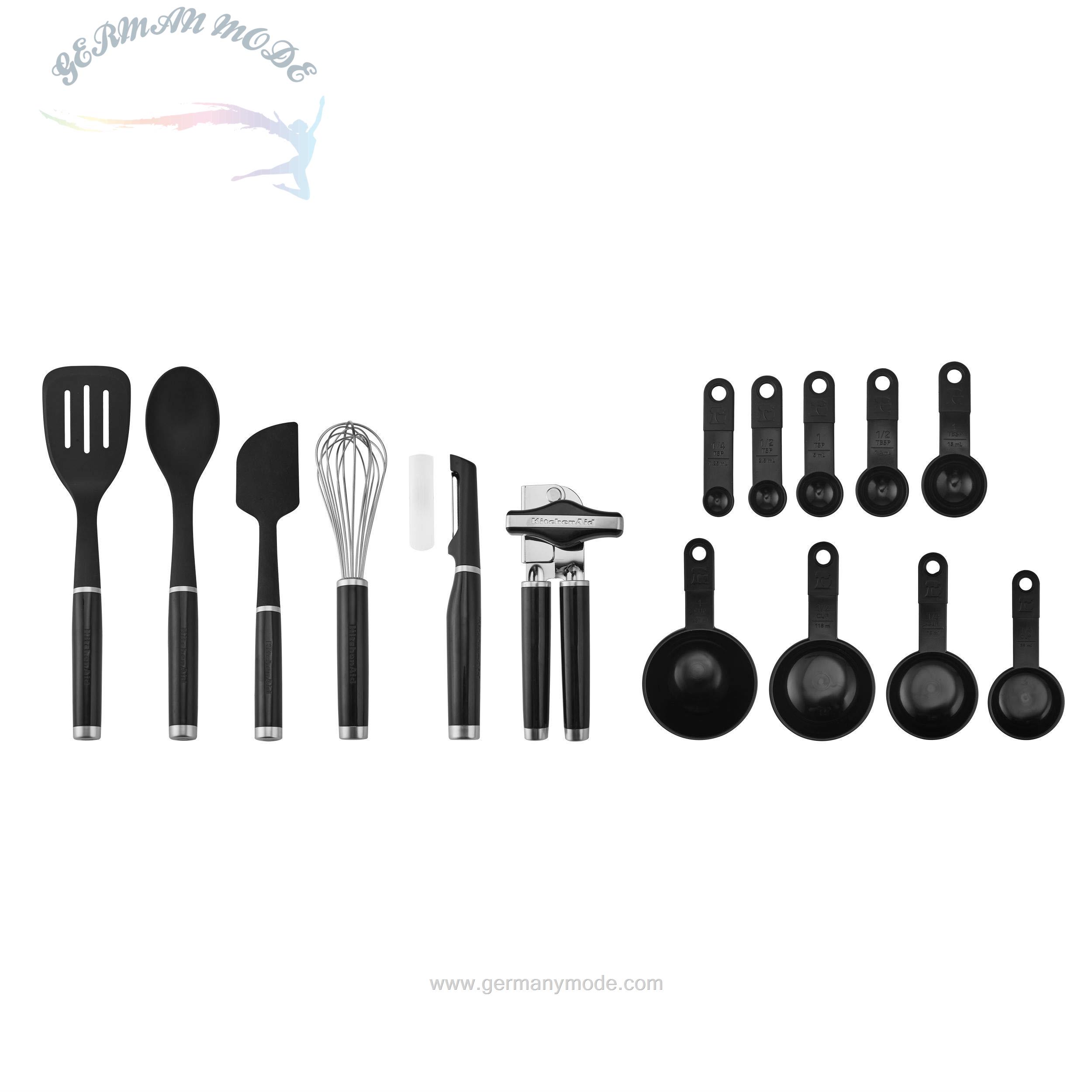 ست آویز ملاقه کفگیر کاردک آشپزخانه کیچن اید ابزار و گجت KitchenAid 15 تکه مشکی