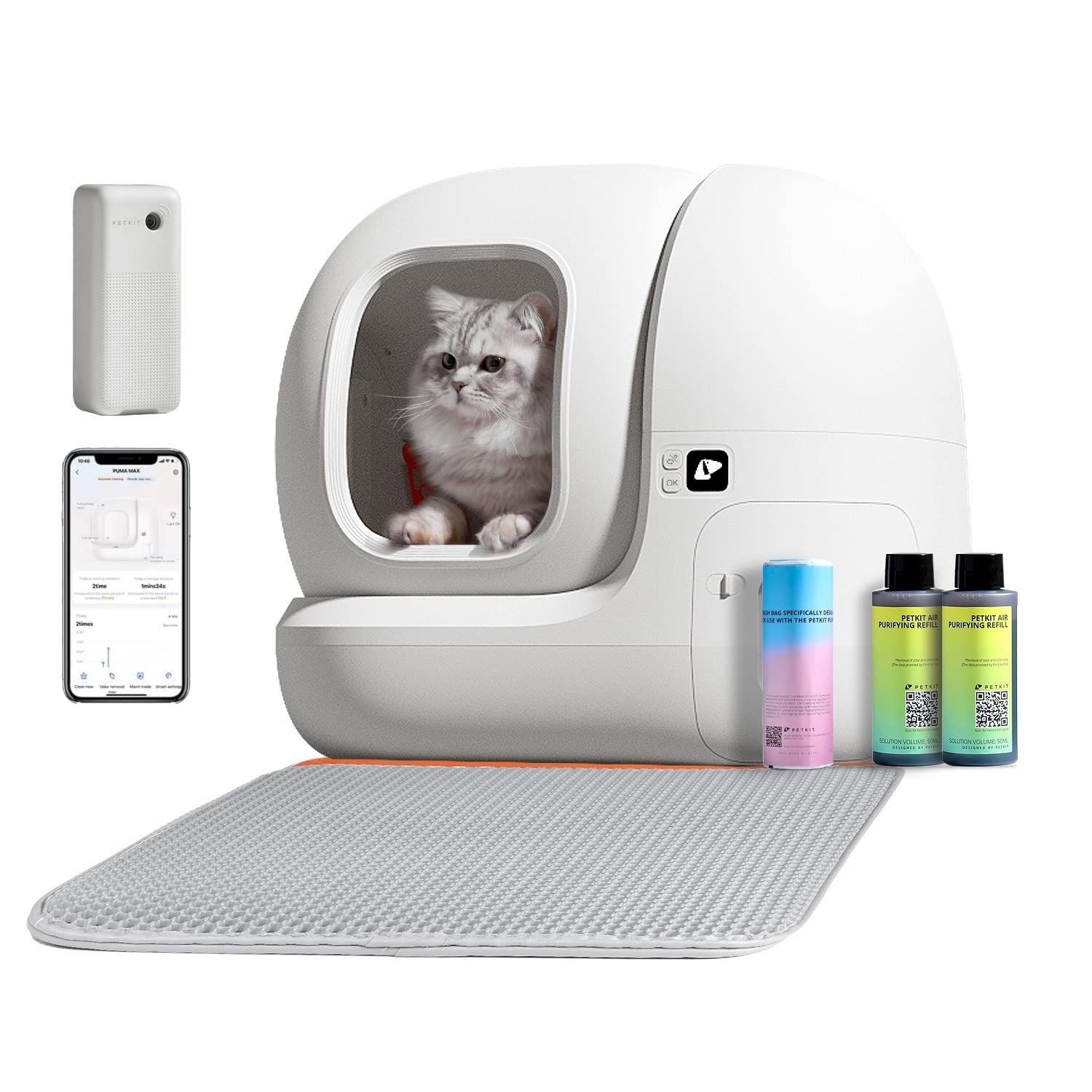 خرید از آمازون - جعبه بستر گربه خود تمیز شونده PETKIT Pura Max، جعبه بستر گربه 76 لیتری خود تمیز شونده، xSecure/Geurverwijdering/App Control/حداکثر ظرفیت، جعبه بستر خودکار برای چندین گربه