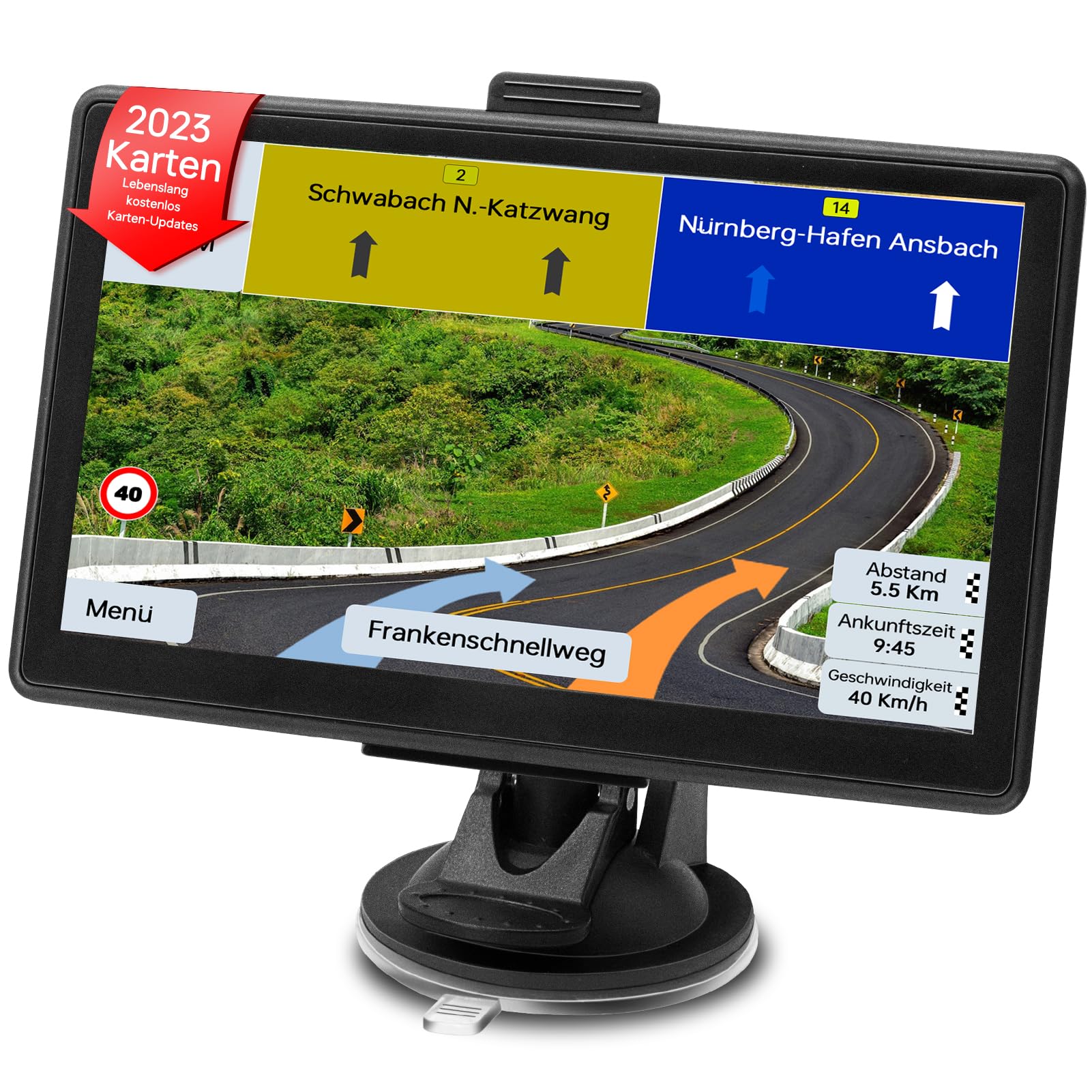 خرید از آمازون - دستگاه ناوبری GPS برای خودرو 2023 - ناوبری Lehwey برای کامیون خودروهای سواری 7 اینچی اروپا UK 52 Maps طول عمر نقشه به‌روزرسانی رایگان Navi با هشدار سرعت دوربین POI Voice Guidance Lane Assistant