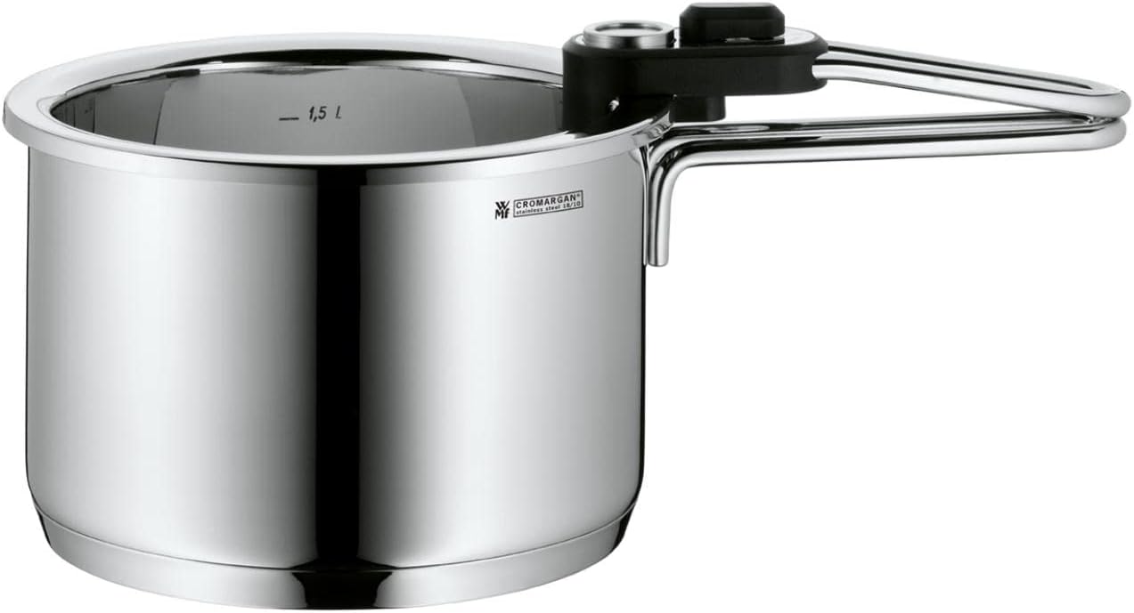 قابلمه 18 سانت برای جوشیدن شیر و مایعات وی ام اف آلمان WMF Simmertopf 18 cm نمایشگر دما ۱.۵ لیتر، دیگ بخار قابل جدا شدن