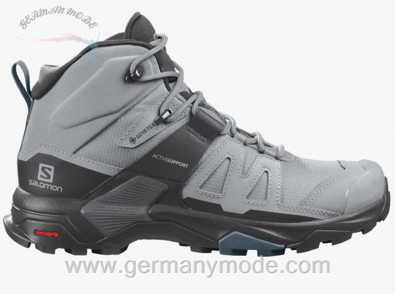 کتانی هایکینگ کوهنوردی ضد آب زنانه سالامون فرانسه SALOMON X ULTRA 4 MID GORE TEX Hikingschuhe Damen Quarry Black Legion Blue