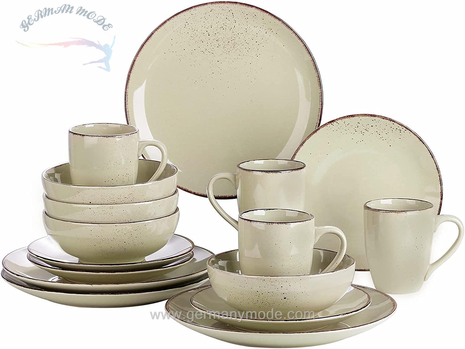 سرویس غذاخوری سفالی 16 پارچه 4 نفره وانکاسو ناویا Vancasso Geschirrset Navia Beige (16-tlg.)