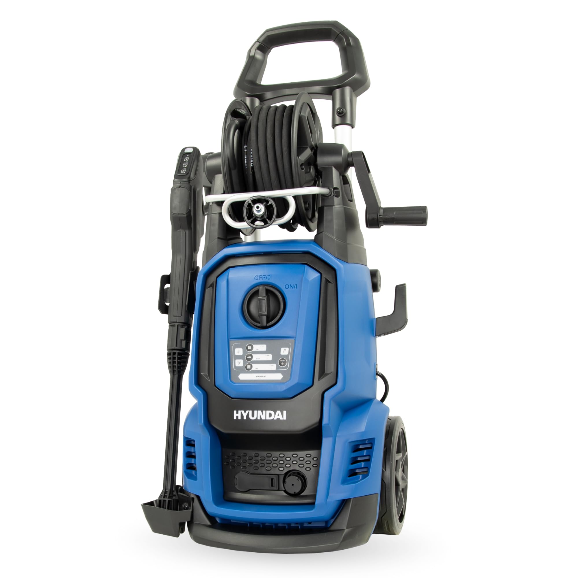 کارواش پاک کننده فشار قوی HYUNDAI HPW2400CRE، حداکثر 195 بار - 450 لیتر در ساعت، 2400 وات، EL.-کنترل، شیلنگ 10 متری ضد پیچش، نازل قابل تنظیم، نازل توربو چرخشی، بطری صابون.
