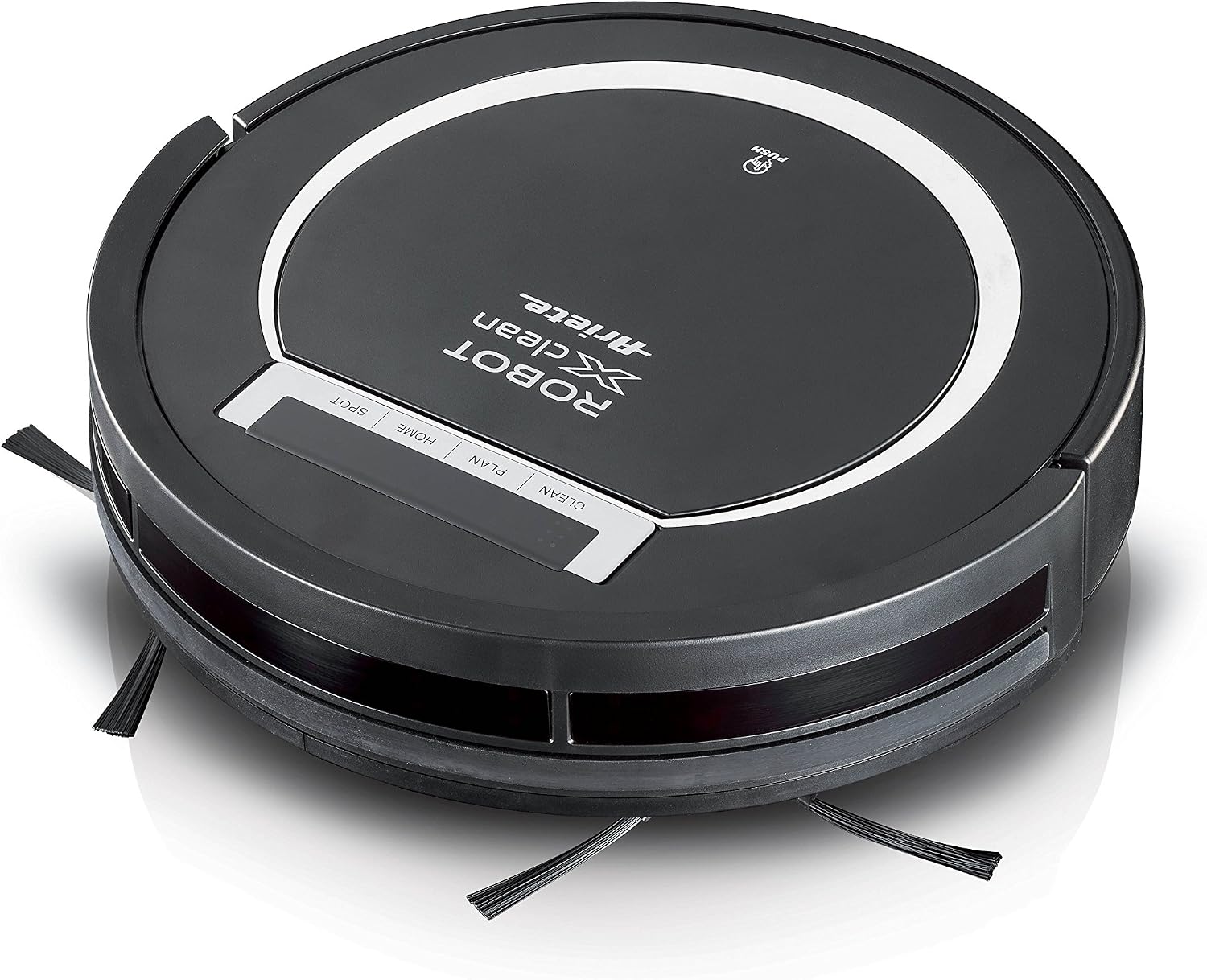 جارو رباتیک آریته ایتالیا Ariete، 2718 Xclean، ربات خلاء، تاخیر شروع، فیلتر HEPA، زمان کار 1.5 ساعت، 65 دسی بل، قطر: 30 سانتی متر، ظرفیت 300 میلی لیتر، مشکی