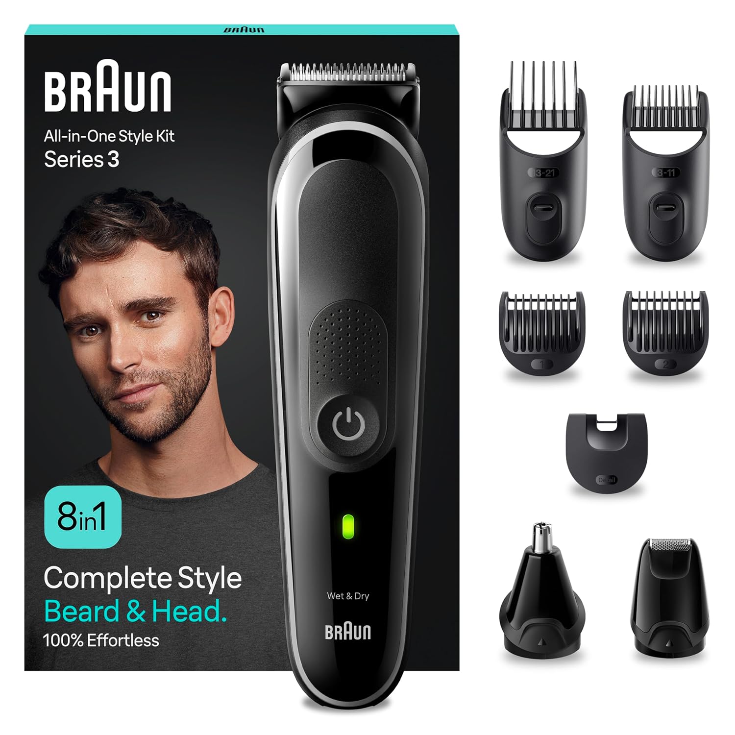 ماشین اصلاح براون آلمان MGK3440، اصلاح کننده ریش 8 در 1 / اصلاح کننده موی بینی، قیچی برای مردان، قیچی مو، ضد آب، 80 دقیقه. زمان اجرا بی سیم