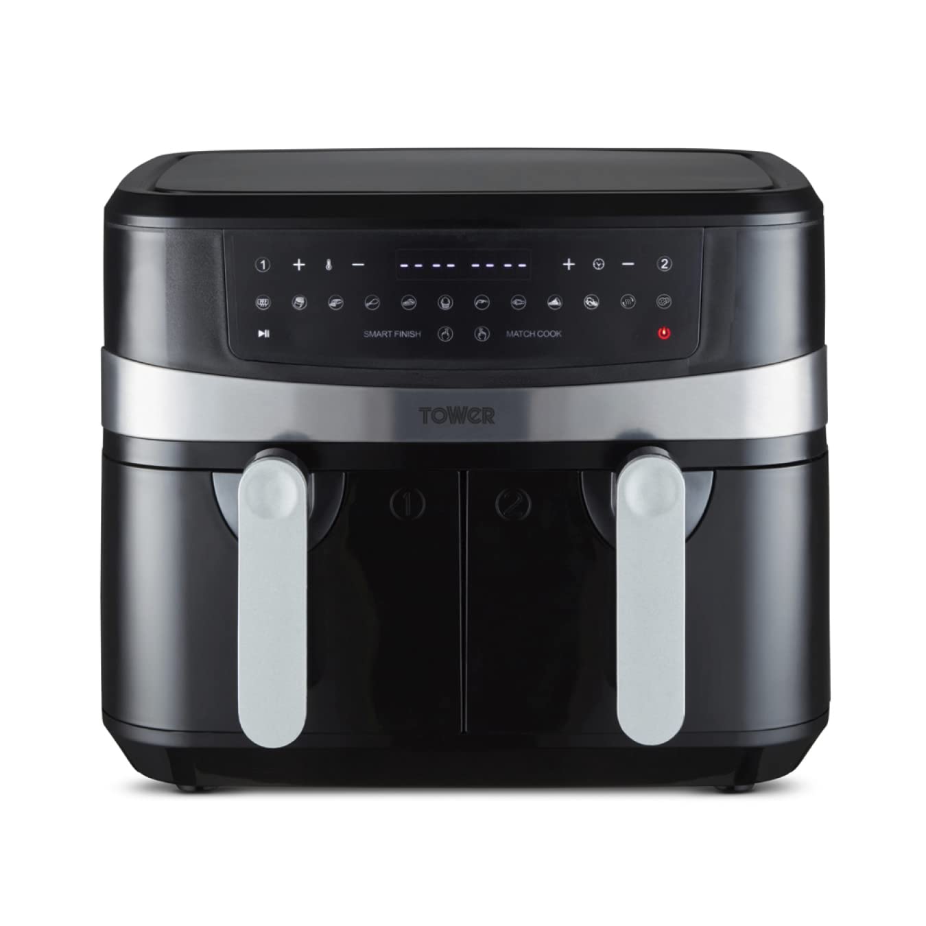 خرید از آمازون - Tower T17088 Vortx 9L Duo Basket Air Fryer with Smart Finish, 2600W Power, Black Dual Basket Air Fryer