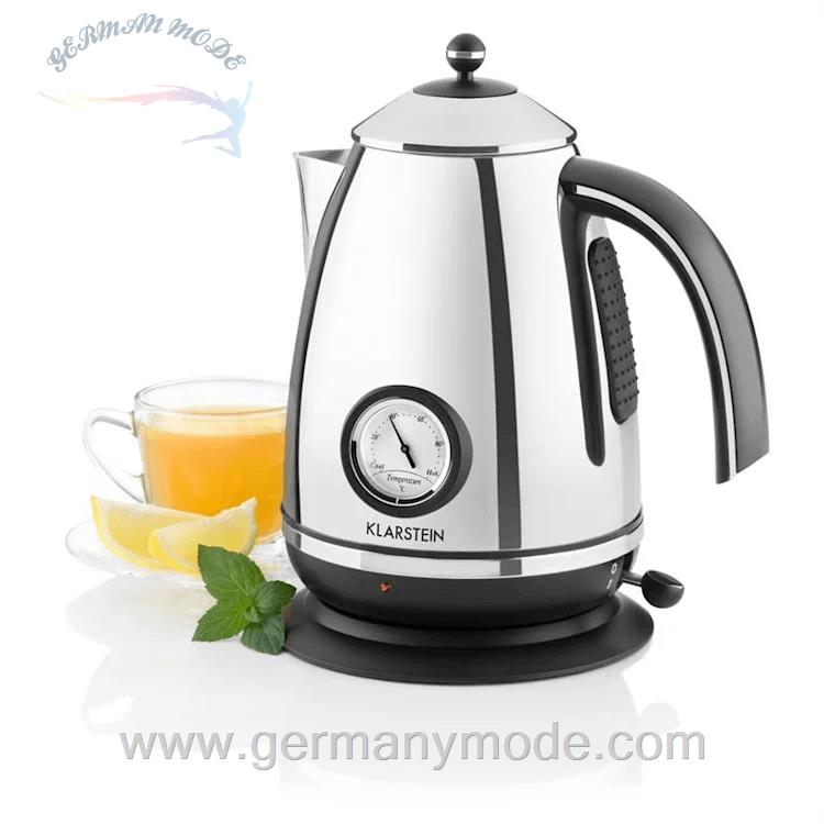 کتری برقی 1.7 لیتری کلارشتاین آلمان Klarstein Aquavita Chalet Wasserkocher 2200 watt 1,7 Ltr Silber