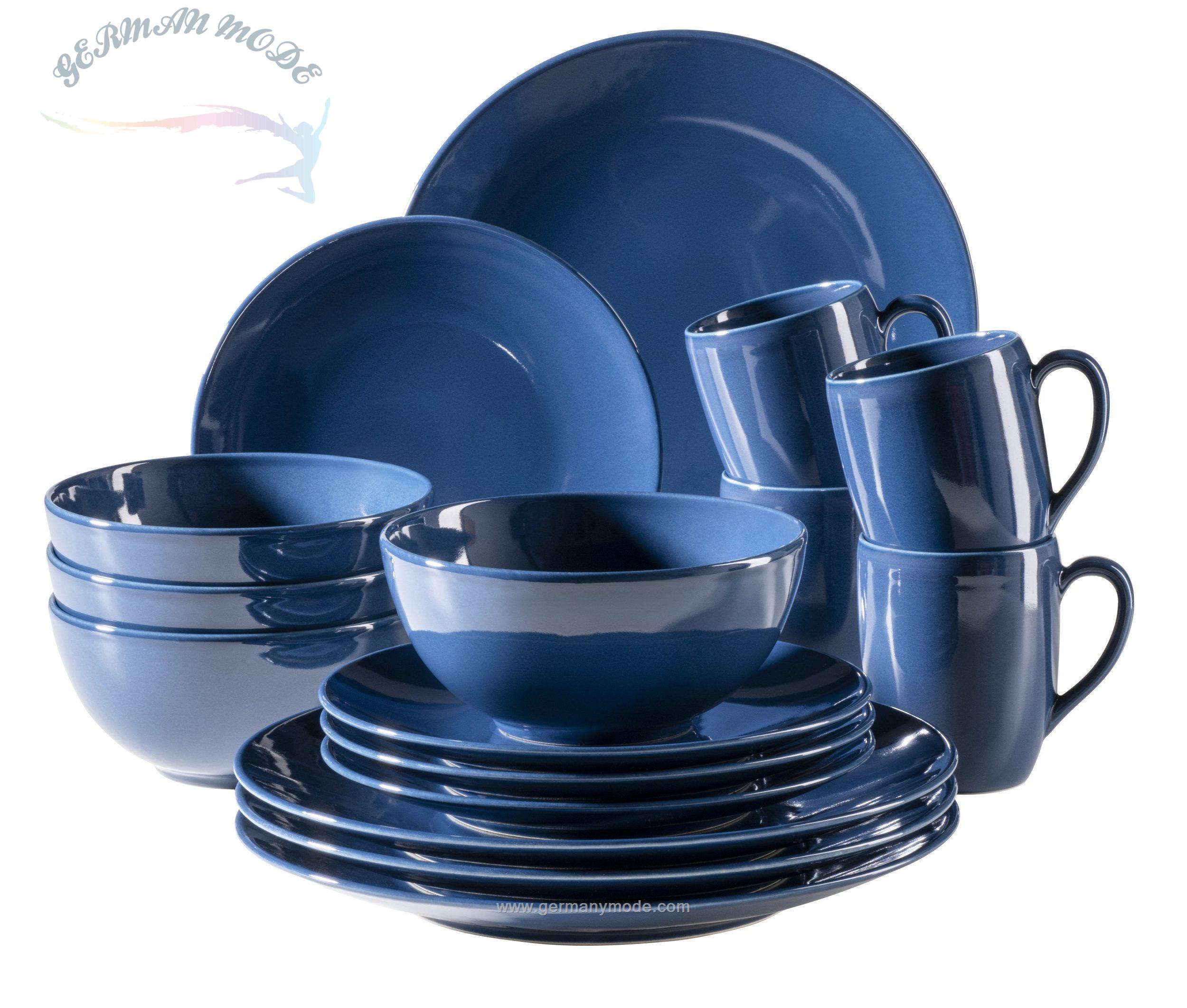 سرویس غذاخوری سرامیک 16 پارچه 4 نفره ماسر اتریش Mäser Kombiservice Ossia Basic (16-tlg.) blau