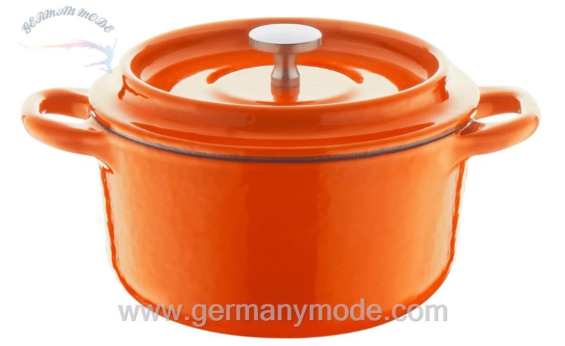 قابلمه 10 سانتی برندس آلمان Berndes Bräter mit Gussdeckel rund 10 cm orange (034241)