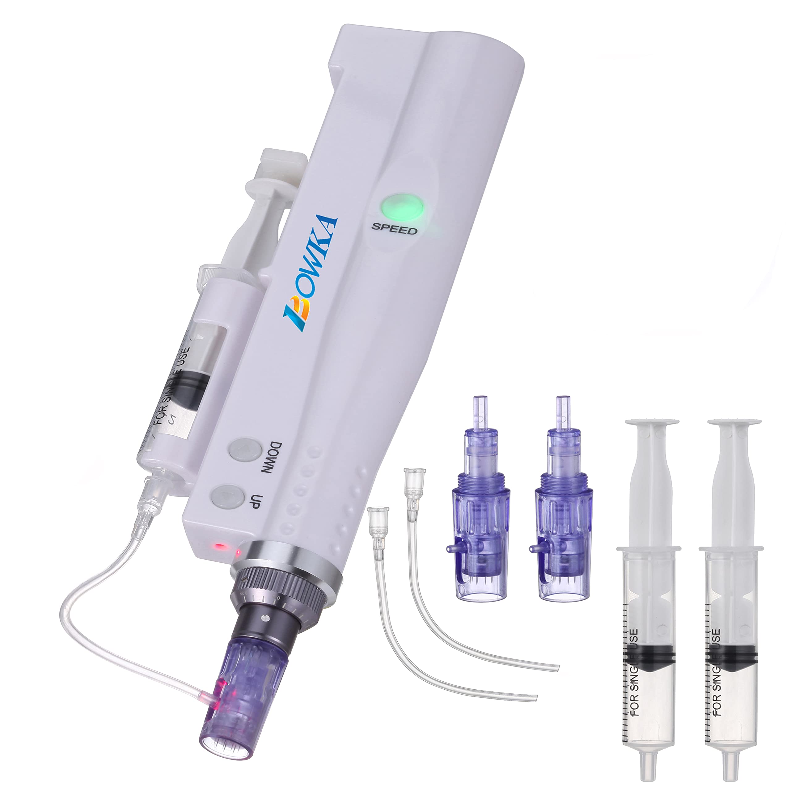 خرید از آمازون - قلم میکرونیدلینگ BOWKA Electric Derma Pen Microneedling به صورت بی سیم شامل 10 مجموعه لوازم جانبی قابل تنظیم از 0.25 میلی متر تا 2.0 میلی متر (AA-DMR-PEN)
