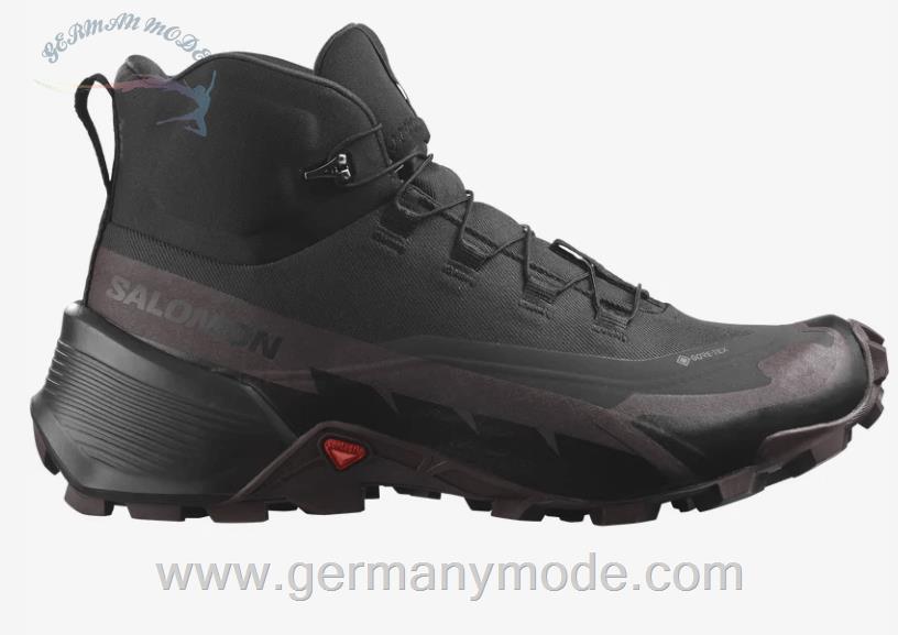 کتانی هایکینگ کوهنوردی ضد آب زنانه سالامون فرانسه SALOMON CROSS HIKE 2 MID GORE TEX Hikingschuhe Damen Black Chocolate Plum Black