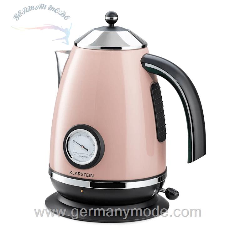 کتری برقی 1.7 لیتری کلارشتاین آلمان Klarstein Aquavita Chalet Wasserkocher 2200 watt 1,7 Ltr Pastellrosa