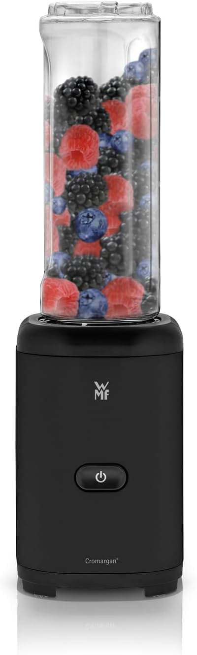 دستگاه اسموتی ساز WMF Kult X Mix & Go، مشکی تیره، بطری 0.6 لیتری Tritan توکار، مخلوط کن با 4 تیغه استیل ضد زنگ، خاموش شدن خودکار ایمنی، همزن، 300 وات، پایه های ضد لغزش، 0416270071 مخلوط کن - نسخه جدید
