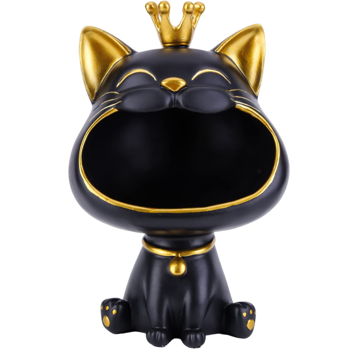 خرید از آمازون - مجسمه مجسمه گربه خندان BLOOOK، مجسمه گربه فورچون Maneki Neko، هدیه گربه تزئینی Kawaii، کاسه کلید، سینی جواهرات، دکوراسیون مدرن برای اتاق نشیمن مبلمان راهرو خانه (مشکی) L مشکی