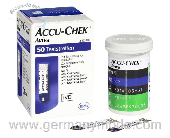 نوار تست قند خون 50 عددی اکیو چک آلمان Accu-Chek Aviva Teststreifen Plasma II (50 Stk.)