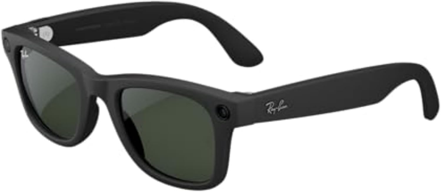 عینک آفتابی هوشمند متا ریبن ایتالیا Ray-Ban Smart-Brille Meta بلانک مربع مشکی مات/ترانزیشن های سبز شفاف به گرافیت معمولی