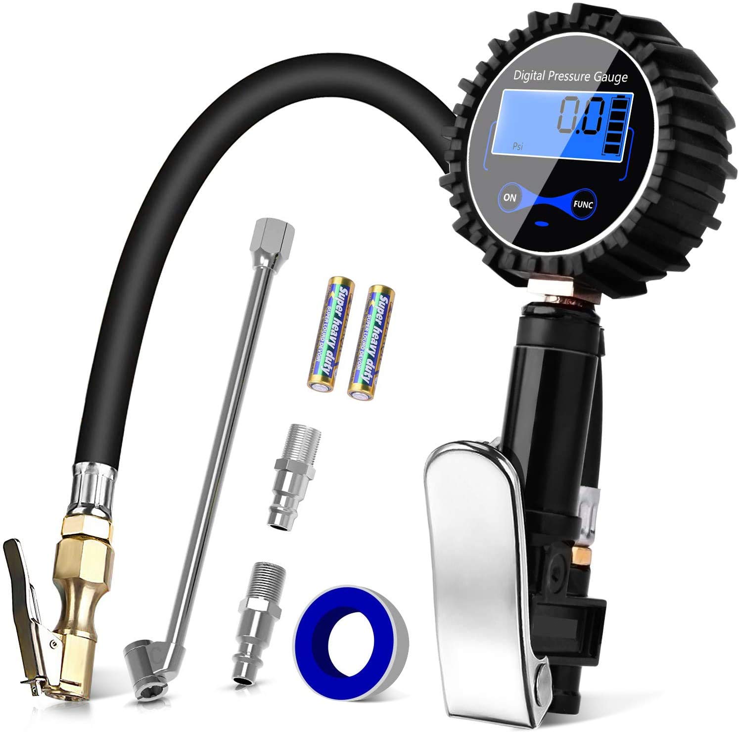 خرید از آمازون - باد لاستیک دیجیتال Colisal گیج فشار هوا کالیبره شده 200 PSI، گیج فشار لاستیک همه کاره، تستر فشار لاستیک با صفحه نمایش LCD برای اتومبیل، موتور سیکلت و وانت بادکننده لاستیک 1 دیجیتال آلمان
