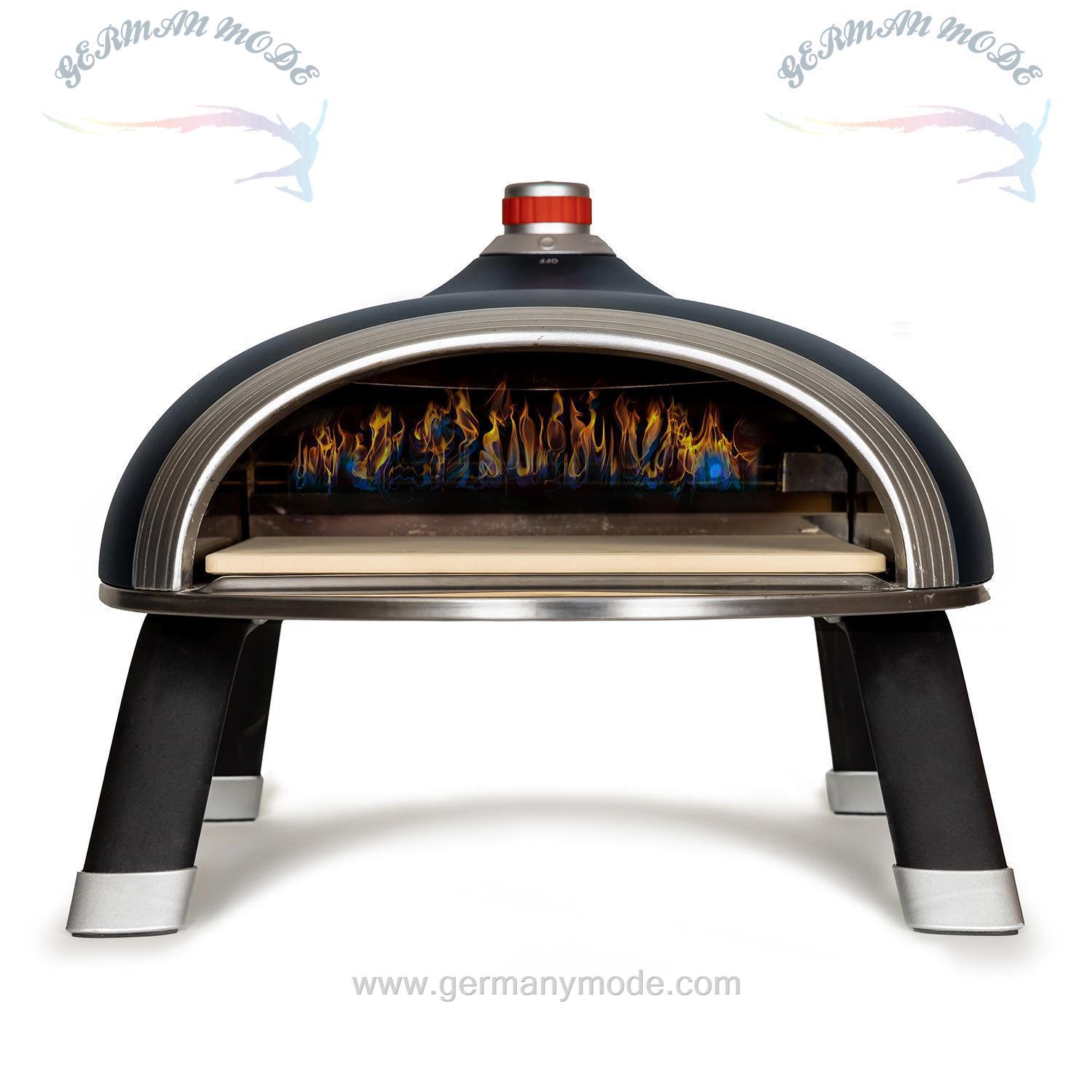 فر پیتزا گازی خانگی دلیویتا DeliVita Diavolo Gas-Pizzaofen inkl. Zubehörpaket Dunkelblau