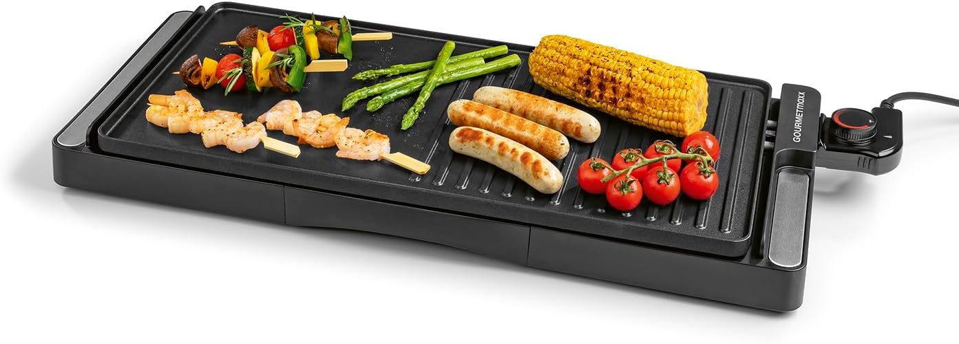 گریل رومیزی برقی گورمت‌ مکس آلمان GOURMETmaxx | گریل برقی بدون دود ۲۲۰۰ وات | صفحه گریل با ۲ سطح گریل و روکش نچسب