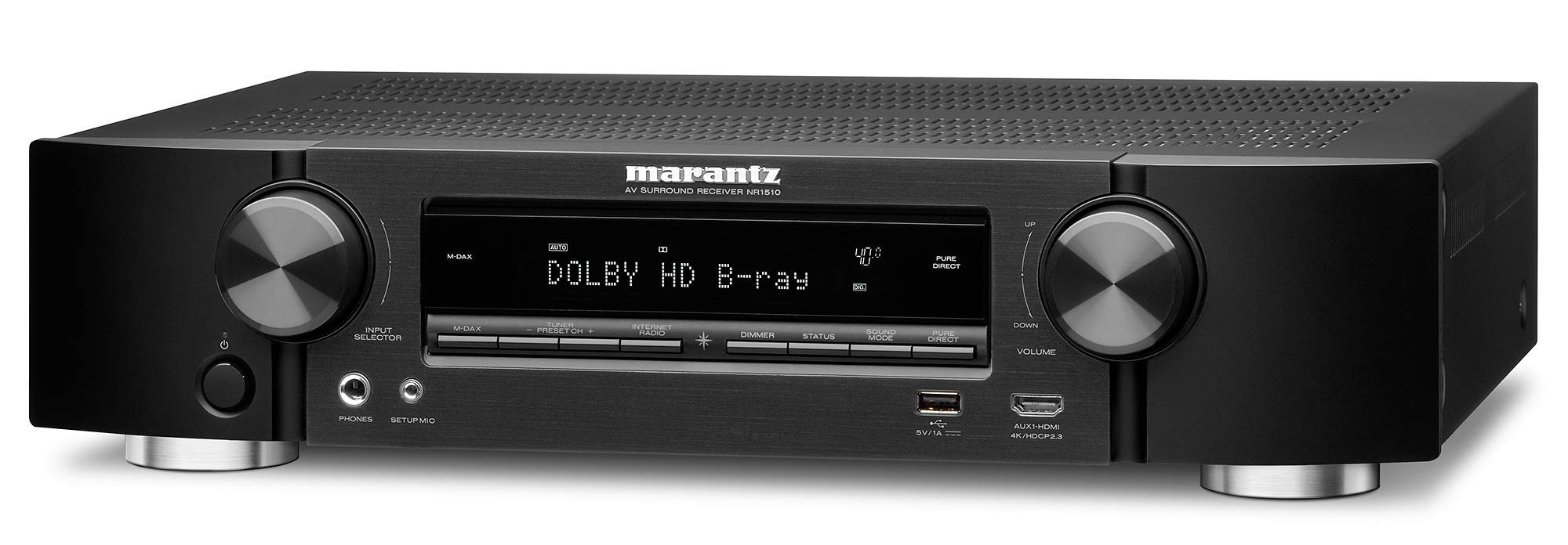 خرید از آمازون - گیرنده AV 5.2 کاناله Marantz NR1510، تقویت کننده HiFi، چند اتاق HEOS، پخش موسیقی، AirPlay 2، بلوتوث، Wi-Fi، WLAN، 6 ورودی HDMI، NR1510 مشکی سازگار با الکسا