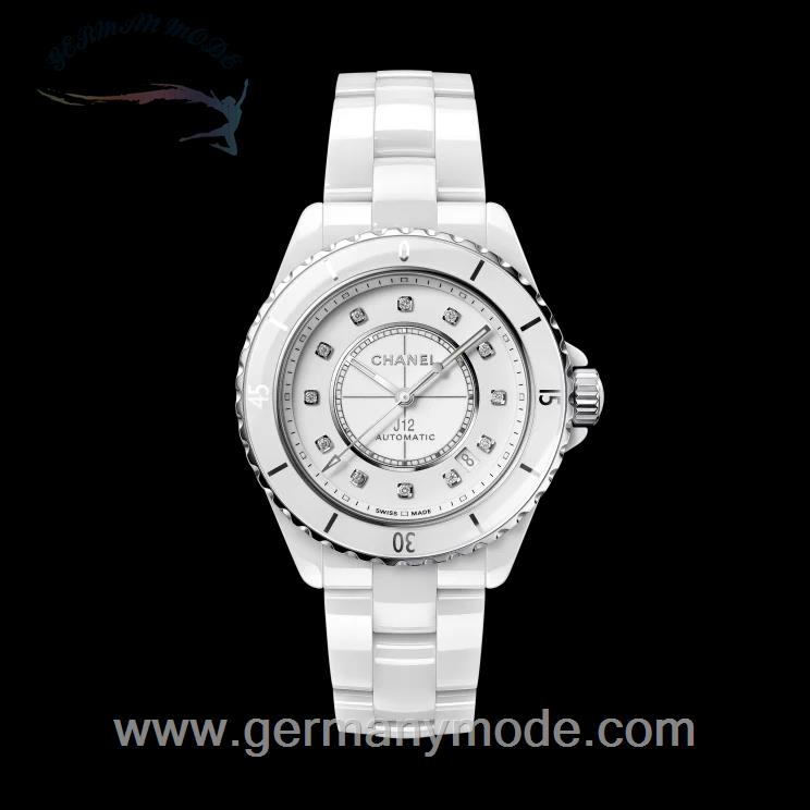 ساعت مچی سرامیکی زنانه مردانه شنل فرانسه CHANEL J12 KALIBER 12.1 UHR, 38 MM Extrem widerstandsfähige weiße