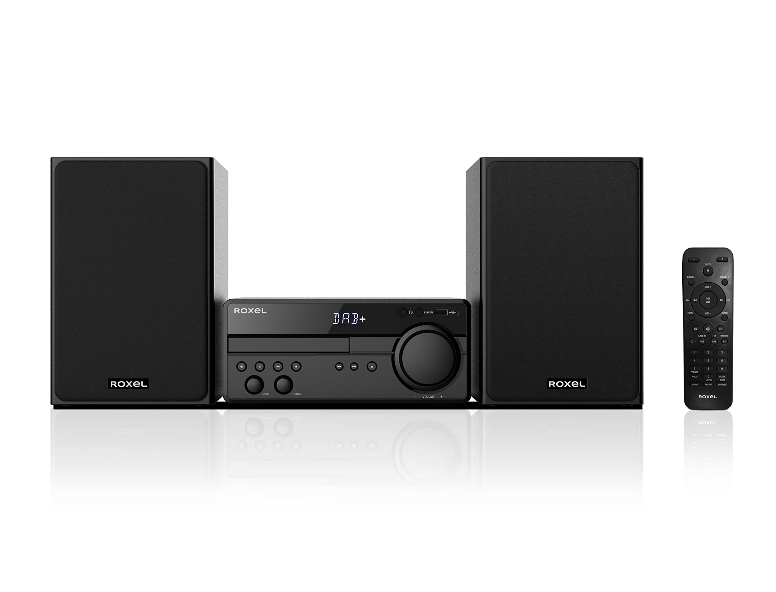 خرید از آمازون - ROXEL RCD 750 Complete Hi-Fi System CD Player with DAB/DAB+, 100W RMS Sound with Elegant Design / MP3 /USB PLAYBACK, 3 Metres Speaker Cable, Bluetooth, FM & Digital Radio & Remote Control