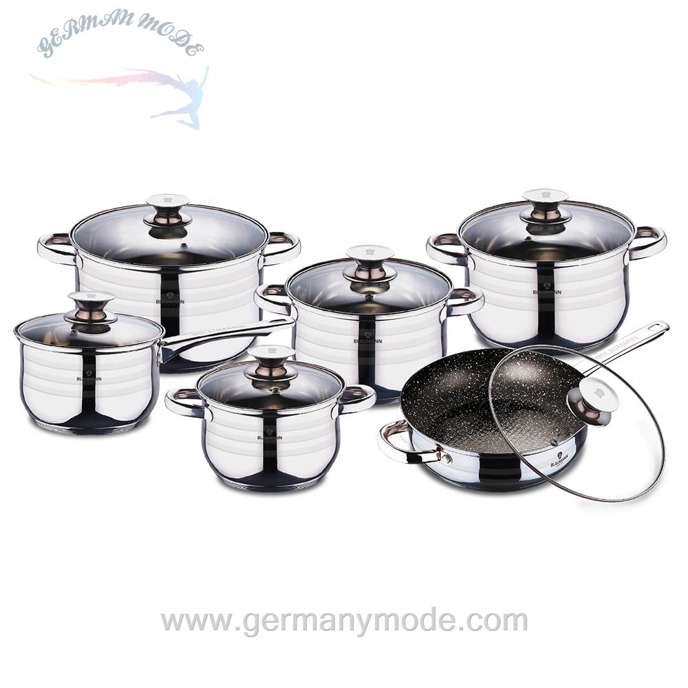 سرویس قابلمه ماهیتابه 12 پارچه برلینگر هاوس مجارستان BerlingerHaus 12 PCS COOKWARE SET, GOURMET LINE BLAUMANN BL 3167