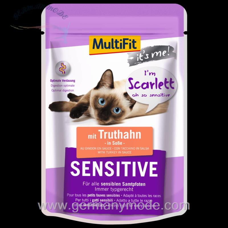 غذا مرطوب گربه حساس مولتی فیت آلمان MultiFit It's Me Scarlett Sensitive mit Truthahn 24x85g